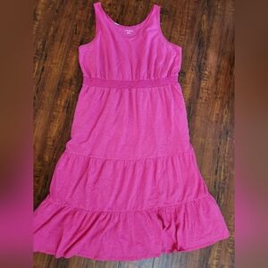 Girls' Bright Pink Tiered Sleeveless Dress